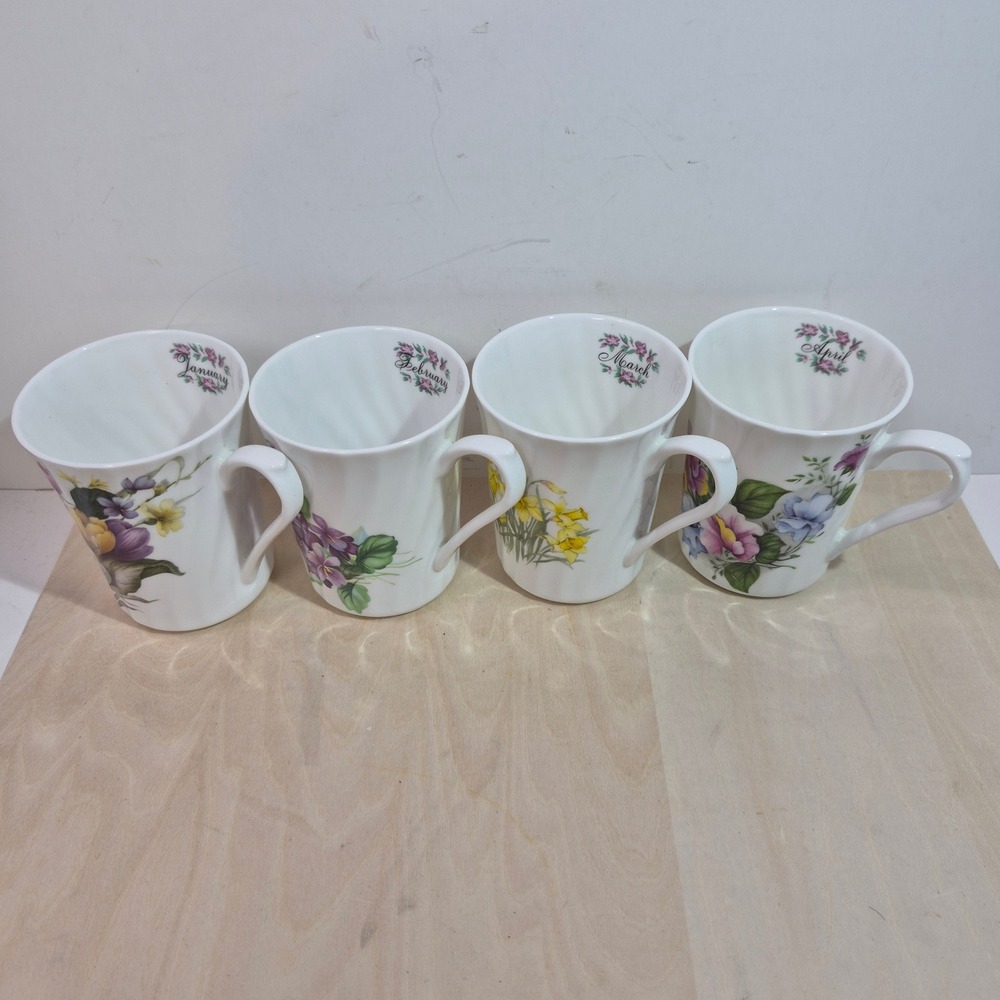 Butchart Gardens English Fine Bone China Mugs Set of 4 January-April Floral